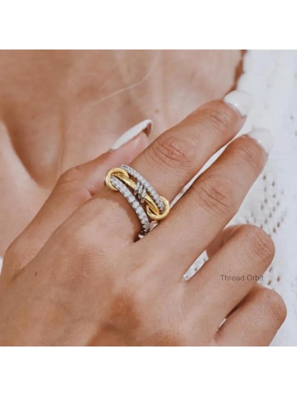 14K Gold Plated Stackable Rings, 3 Ring Set with CZ Cubic Zirconia,